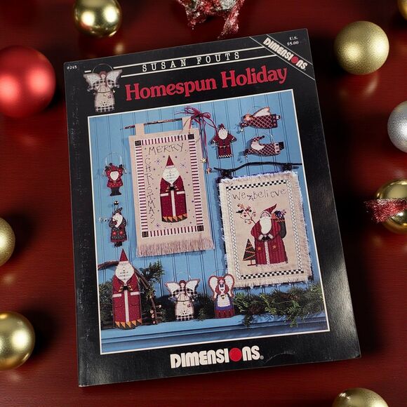 Vintage Homespun Holiday Cross Stitch Pattern Book Susan Fouts Dimensions - Picture 1 of 3